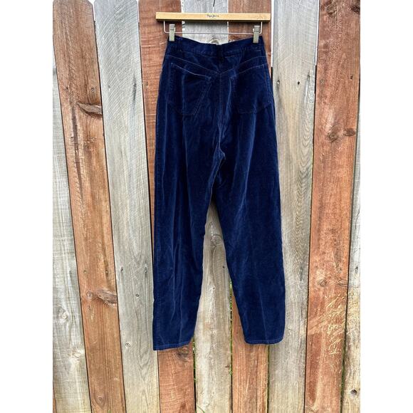 Vintage Kathy Ireland High Waisted Pants Blue Velvet Size 6 - Picture 3 of 3